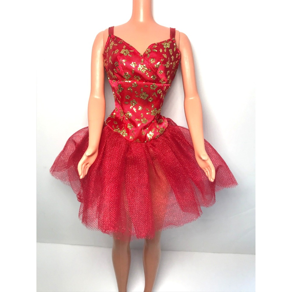 Barbie Doll Clothing 2004 Target Ballet Star Red & Gold Tutu Dress H2378